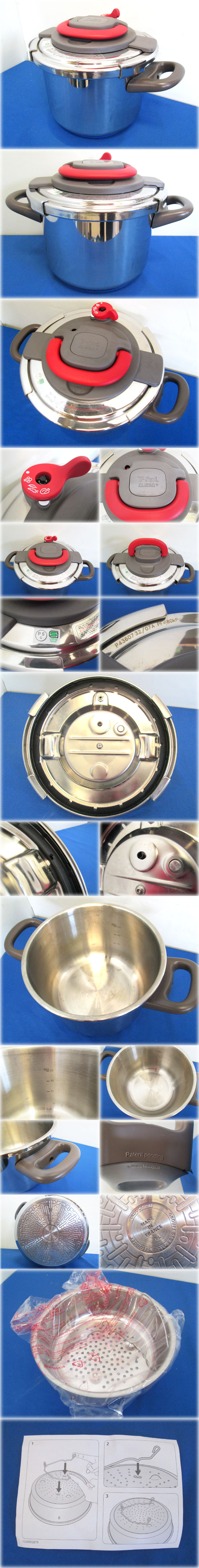 ティファール ワンタッチ開閉圧力鍋 クリプソアーチ パプリカレッド P4360732 容量6.0L 各種熱源対応 中かご＋中かご台付 T-fal 【長野発】