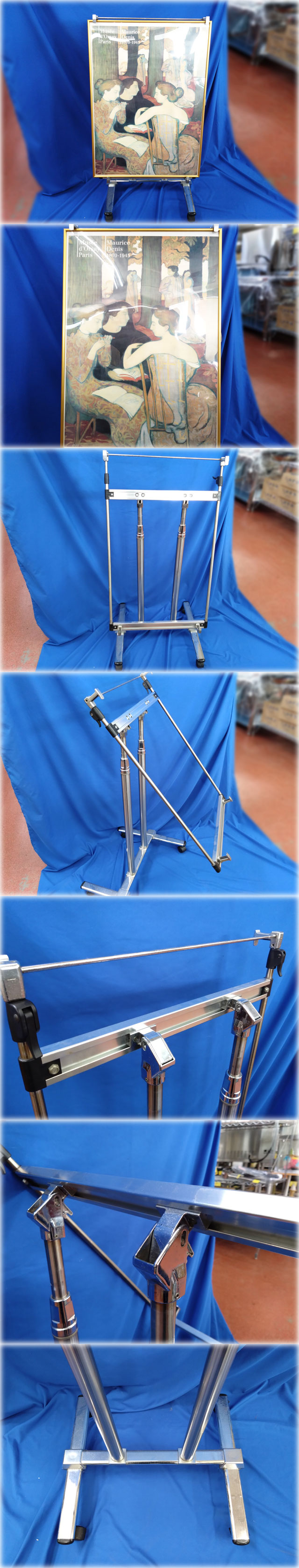 アートパネル付 パネルスタンド 530x480x1000～1530mm オルセー美術館 モーリス・ドニ 「ミューズたち」 店舗用品 【長野発】